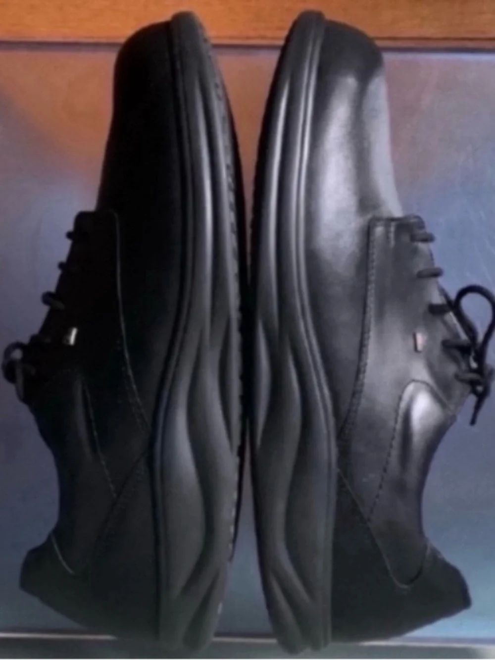 Finn Comfort Black Leather Lace-Up Shoes  Size 11.5 Wide